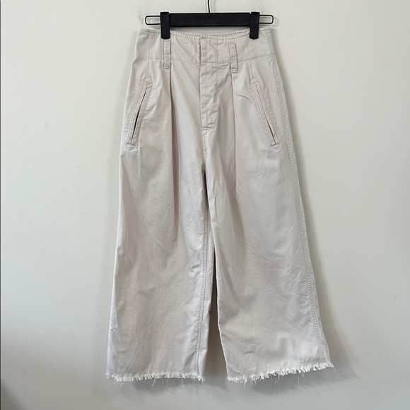 Isabel Marant Étoile Odea Cropped Wide Leg Pants Beige Size 36 - Picture 2 of 12